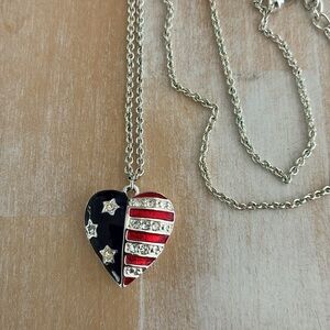 Silver Heart Pendant Necklace with flag design